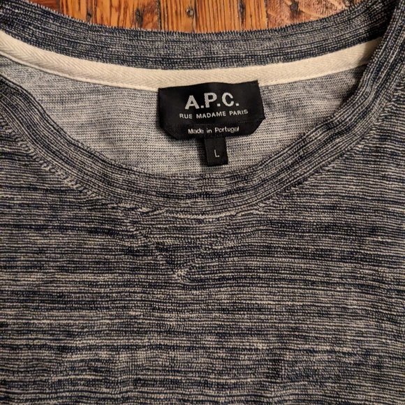 APC Terrycloth Blue/White Sweatshirt size L - Picture 1 of 6